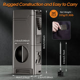 5-IN-1 WINDPROOF TORCH CIGAR LIGHTER – 4 JET FLAME, V-CUT, PUNCH & HOLDER