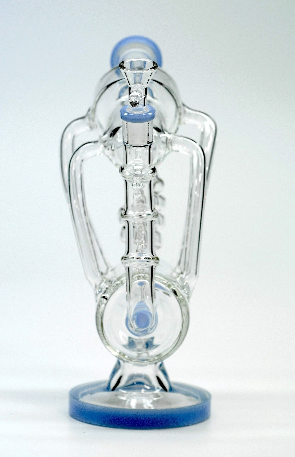 10" Milky Blue Vortex Cyclone Recycler Smoking Water Pipe Hookah Bubbler Bong