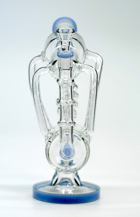 10" Milky Blue Vortex Cyclone Recycler Smoking Water Pipe Hookah Bubbler Bong