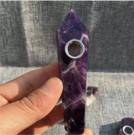 Natural Quartz Smoking Pipe Crystal Point Wand Stone Rock Obelisk Healing 1Pc