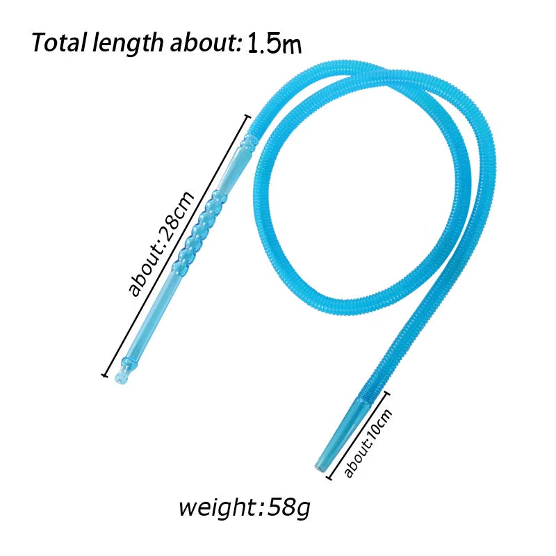 DISPOSABLE PLASTIC HOOKAH HOSE WITH LONG MOUTHPIECE 150CM SHISHA ACCESSORY