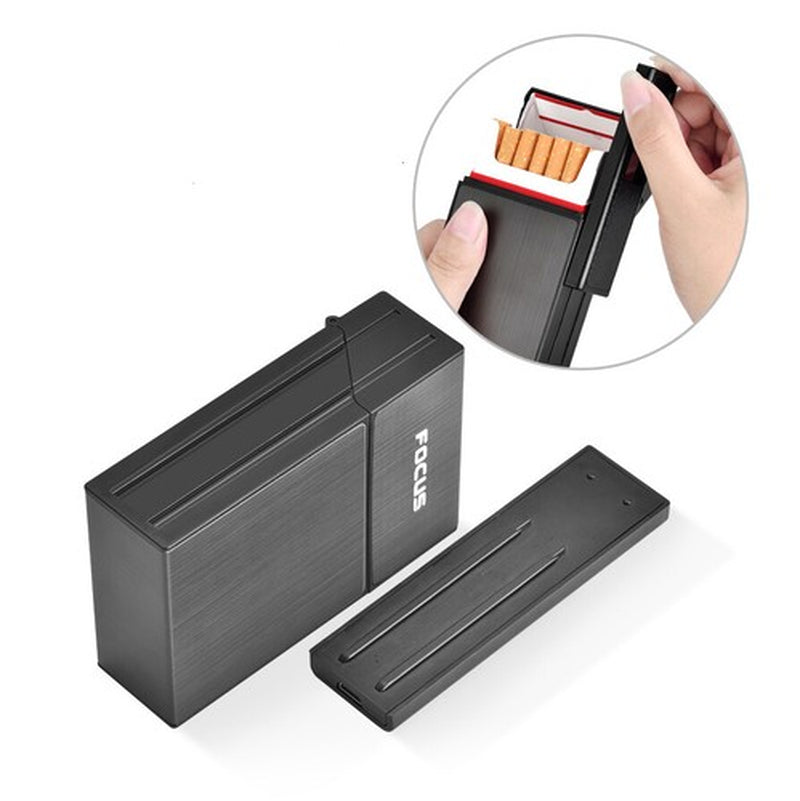 Cigarette Case Tobacco Box Electric Flameless Lighter Windproof USB Rechargeable