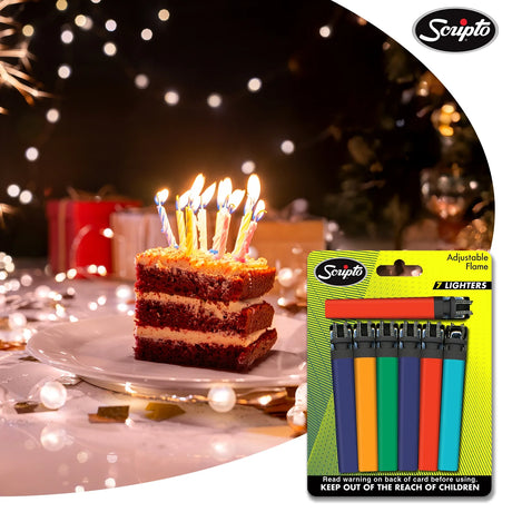 Views, Adjustable Flame, Pocket Lighter, Multi-Color (7 Count)
