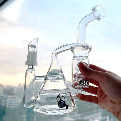 Helix Coil Glass Water Pipe Concentrate Spiral Bong Bubbler Recycler Hookah 14Mm