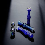 Blue Swirl Hand-Blown Glass Chillum Pipe – 3.5”–3.8” | Made in USA | 1 Piece