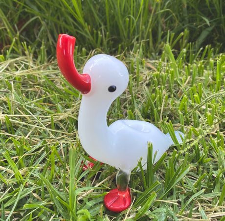 WHITE DUCK GLASS PIPE (Handmade)Anim
