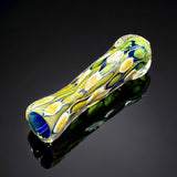 Golden Fumed Chillum Glass Pipes, Clear with Gold Chillums