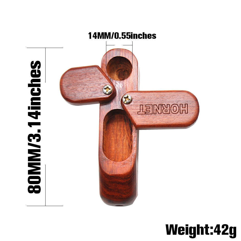 2 Value Set Wooden Pipes 180° Rotating Handmade Wooden Pipe with Storage Chamber