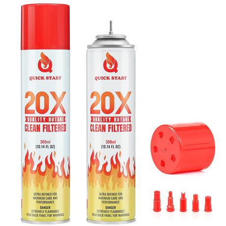 20X REFINED BUTANE LIGHTER & TORCH FUEL GAS REFILL – 10.14 FL OZ (12 PACK)