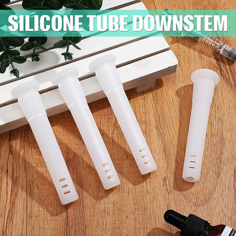 4PCS 4" Silicone Tube Downstem 14Mm Female Bowl Connector Semi Translucent White