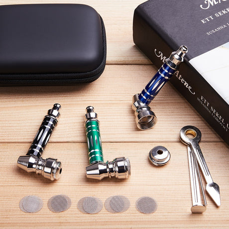 ( Pack of 3 ) 3.2" Metal Detachment Tobacco Smoking Pipe with Cap Lid Screens