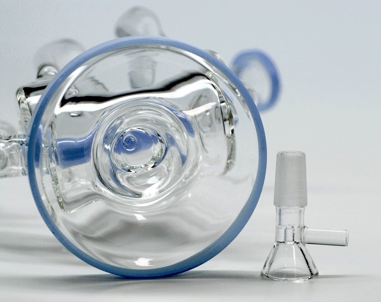 10" Milky Blue Vortex Cyclone Recycler Smoking Water Pipe Hookah Bubbler Bong