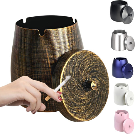 Ash Tray, Large Outdoor Ashtray with Lid, Ashtray for outside Patio, Stainless S