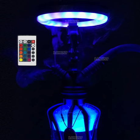 HOOKAH LED RING LIGHT RECHARGEABLE RGB COLORFUL SHISHA LAMP WITH GRID BUCKLE