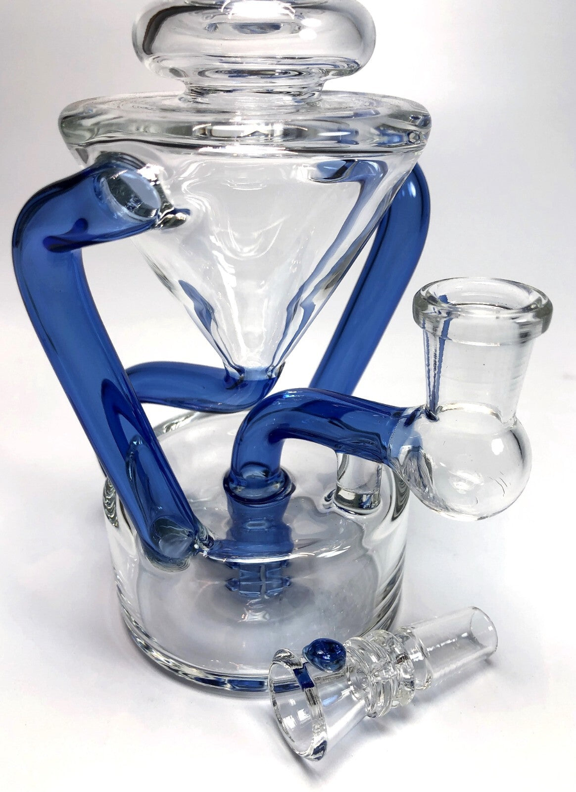 8" Sky Blue Klein Vortex Recycler Tobacco Smoking Water Pipe Hookah Bubbler Bong