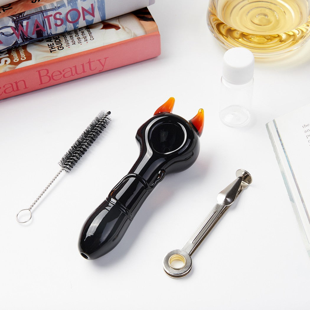 2-PACK 4-INCH HANDMADE GLASS TOBACCO PIPES WITH BOX