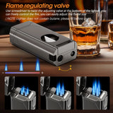 5-IN-1 WINDPROOF TORCH CIGAR LIGHTER – 4 JET FLAME, V-CUT, PUNCH & HOLDER