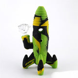 8" Silicone / Glass Space Rocketship UFO Water Pipe Bubbler Bong W/ Glass Bowl