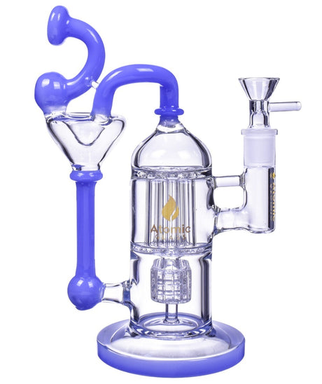 THICK 9” DUAL Perc BONG Glass Water Pipe COOL Hookah RECYCLER Bubbler BLUE *USA*