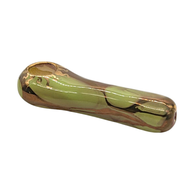 4" Ancient Creations Ceramic Tobacco Smoking Spoon Pipe Green