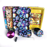 5-PACK TOBACCO KIT SET WITH STORAGE TUBES, GRINDER & ROLLING TRAY