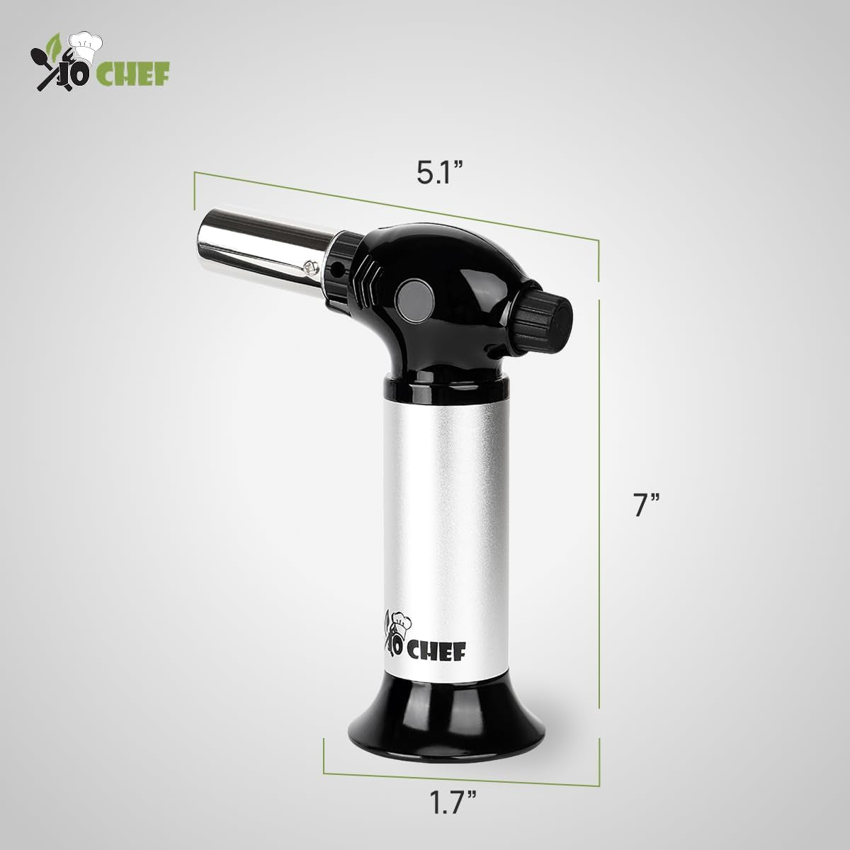 Jo Chef Burst Culinary Torch – 2,370°F Butane Torch, Refillable Adjustable Flame Lighter with Safety Lock for BBQ, Baking, Brulee Creme, DIY, Crafts and Soldering – 1 Butane Can Included