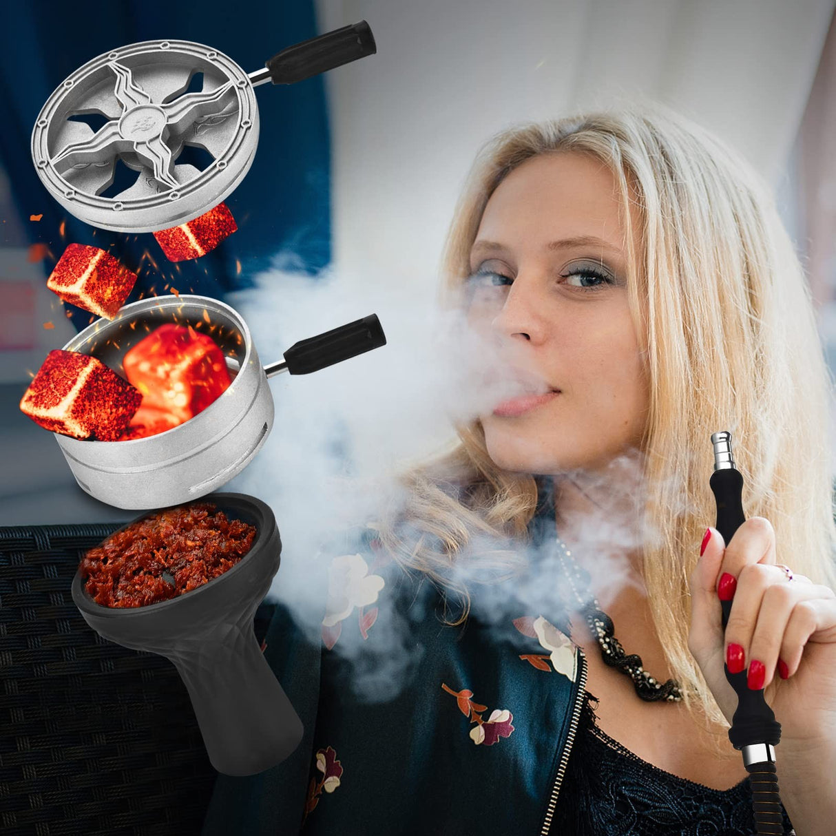 HOOKAH, GET FUNKY BOOK STYLE HOOKAH SET SHISHA KIT WITH HEAT MANAGEMENT DEVICE