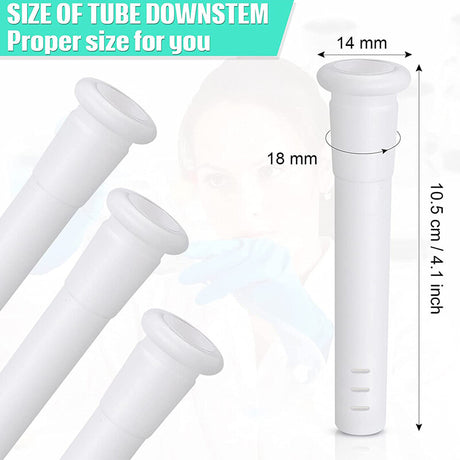 4PCS 4" Silicone Tube Downstem 14Mm Female Bowl Connector Semi Translucent White