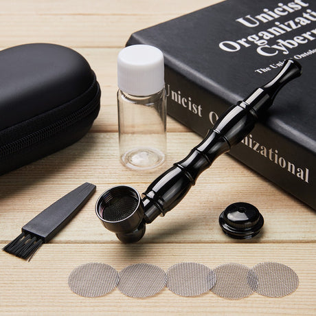 4.3" Metal Detachment Tobacco Smoking Pipe with Cap Lid Screens and Tools Screen