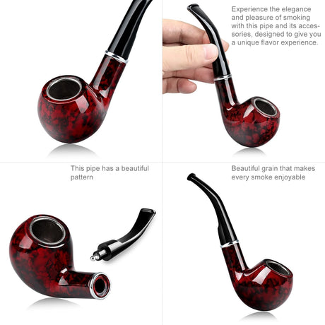 Joyoldelf Tobacco Pipe, Classic Smoking Pipe with Foldable Tobacco Pipe Stand
