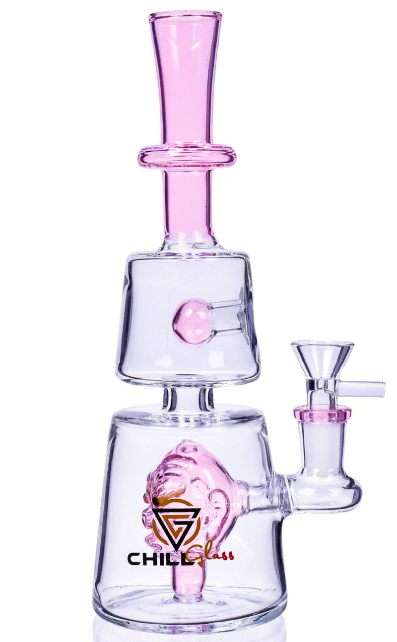 THICK Chill Glass 9" Matrix Perc Bong MONSTER BONG Bubbler GIRLY Pipe PINK Bong