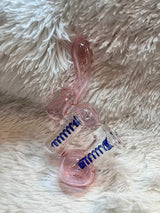 7.5"Pink Double Chamber Glass Bubbler Girly Glass Bong Pink Glass Water Pipe