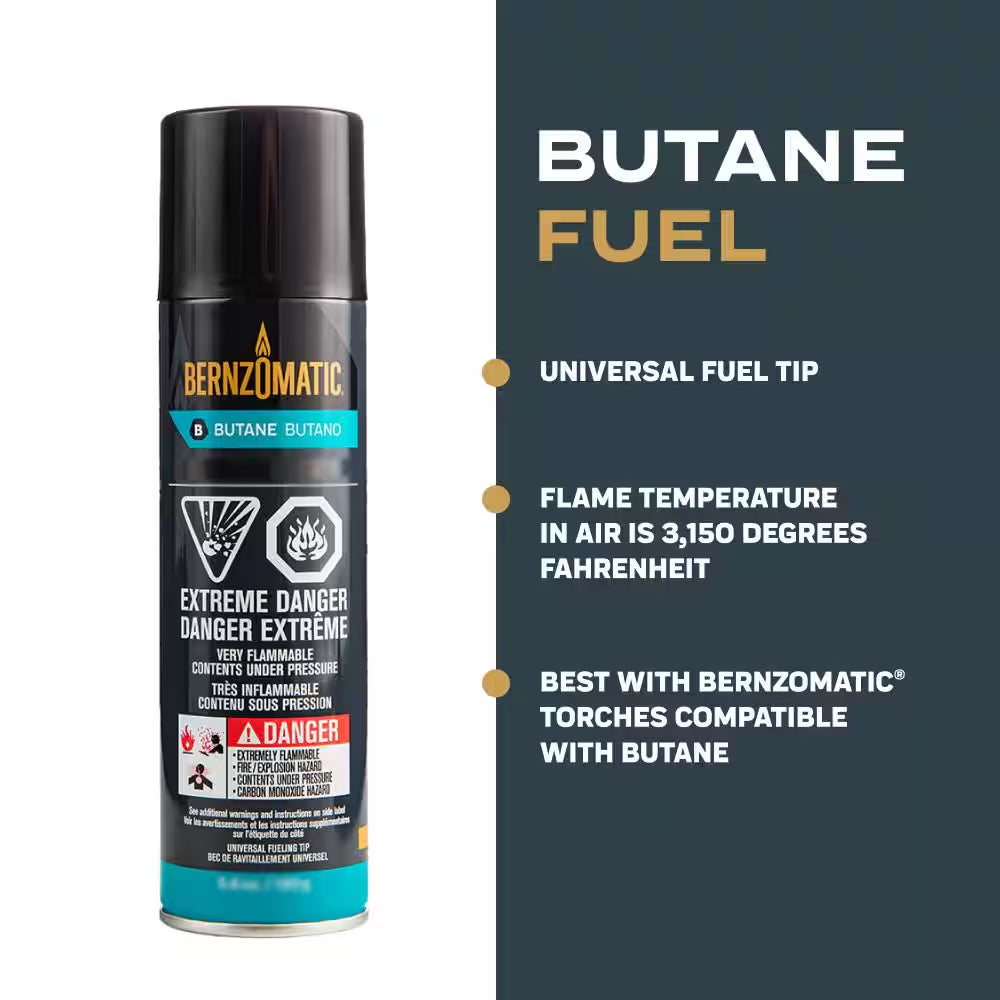 BERNZOMATIC 5.6 OZ BUTANE REFILL FUEL FOR TORCHES & LIGHTERS