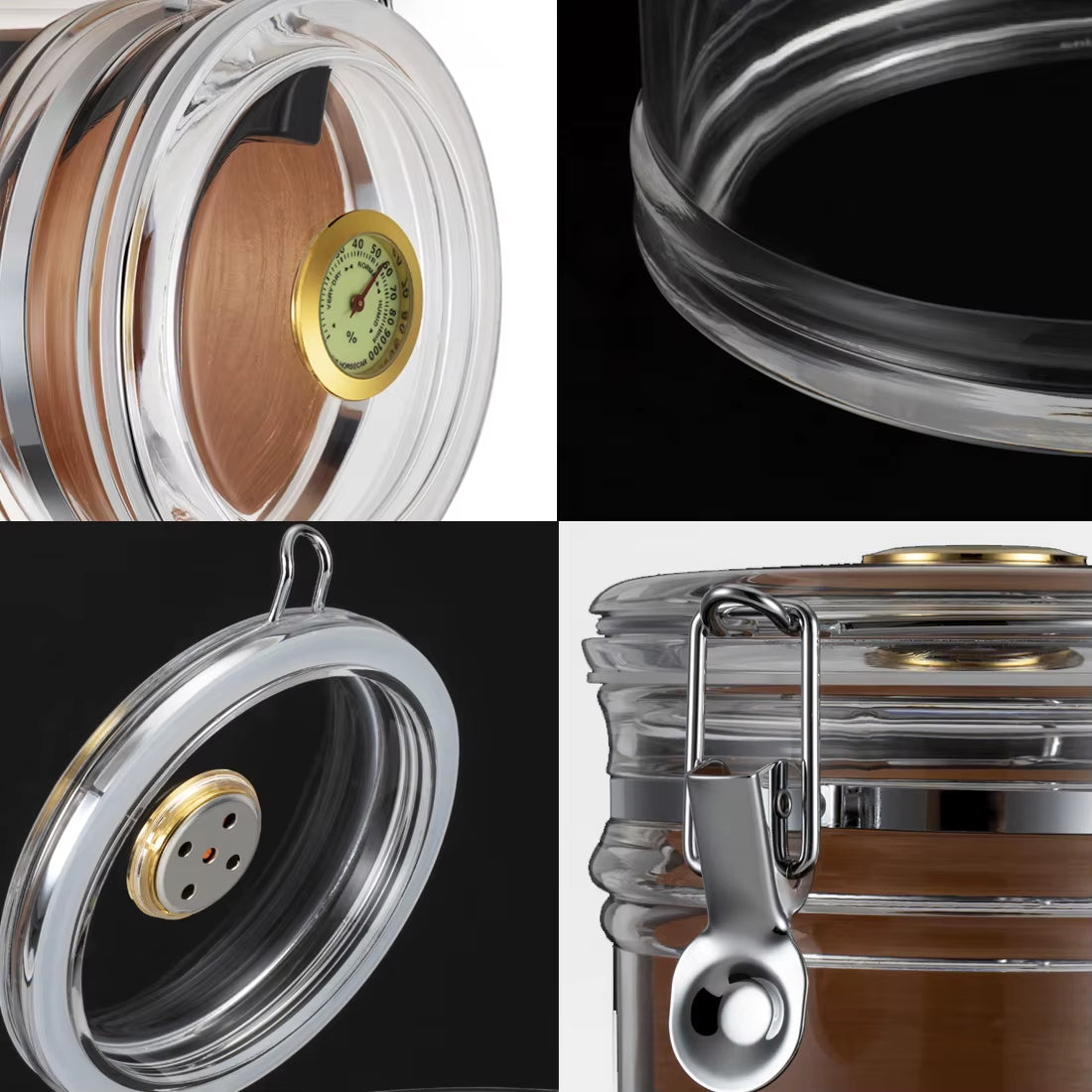 ACRYLIC CIGAR HUMIDOR JAR WITH HYGROMETER & HUMIDIFIER – HOLDS UP TO 18 CIGARS