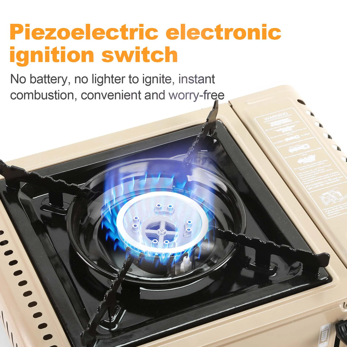 GVDV PORTABLE 1-BURNER BUTANE CAMPING GOLD STOVE WITH UPDATED CARRYING CASE