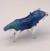 Blue Dog Animal Tobacco Smoking Pipe Handmade Hand Blown Glass W/Carb Hole