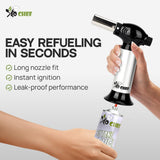 Jo Chef Burst Culinary Torch – 2,370°F Butane Torch, Refillable Adjustable Flame Lighter with Safety Lock for BBQ, Baking, Brulee Creme, DIY, Crafts and Soldering – 1 Butane Can Included