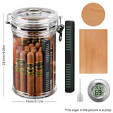 ACRYLIC CIGAR HUMIDOR JAR WITH HYGROMETER & HUMIDIFIER – HOLDS UP TO 18 CIGARS