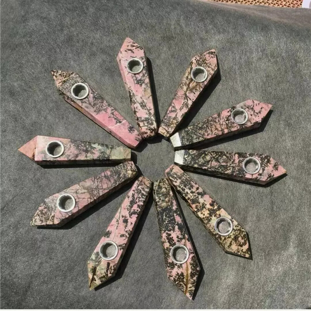 Natural Quartz Smoking Pipe Crystal Point Wand Stone Rock Obelisk Healing 1Pc