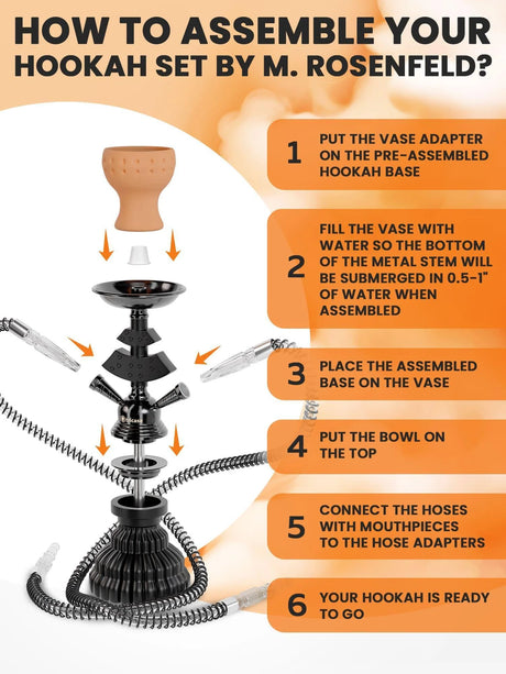 ORANGE HOOKAH SET 2 HOSE HOOKAH LILONE 12” ORANGE MINI HOOKAH COMBO KIT