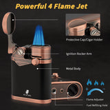 XIFEI 4-JET TORCH LIGHTER – CIGAR HOLDER, ADJUSTABLE FLAME