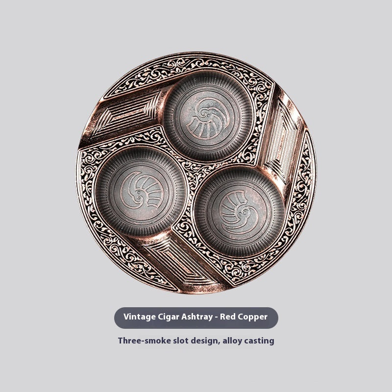 Three-Slot Retro Metal Easy-To-Clean Cigar Ashtray