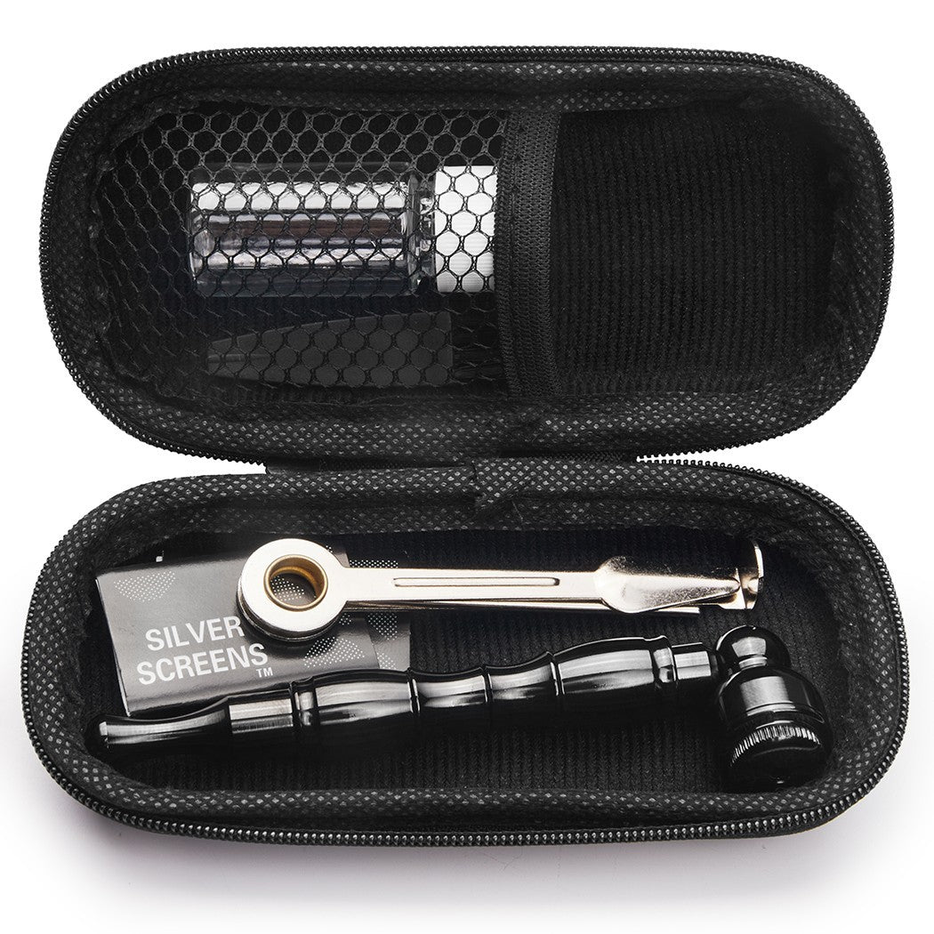 4.3" Metal Detachment Tobacco Smoking Pipe with Cap Lid Screens and Tools Screen