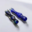 Blue Swirl Hand-Blown Glass Chillum Pipe – 3.5”–3.8” | Made in USA | 1 Piece