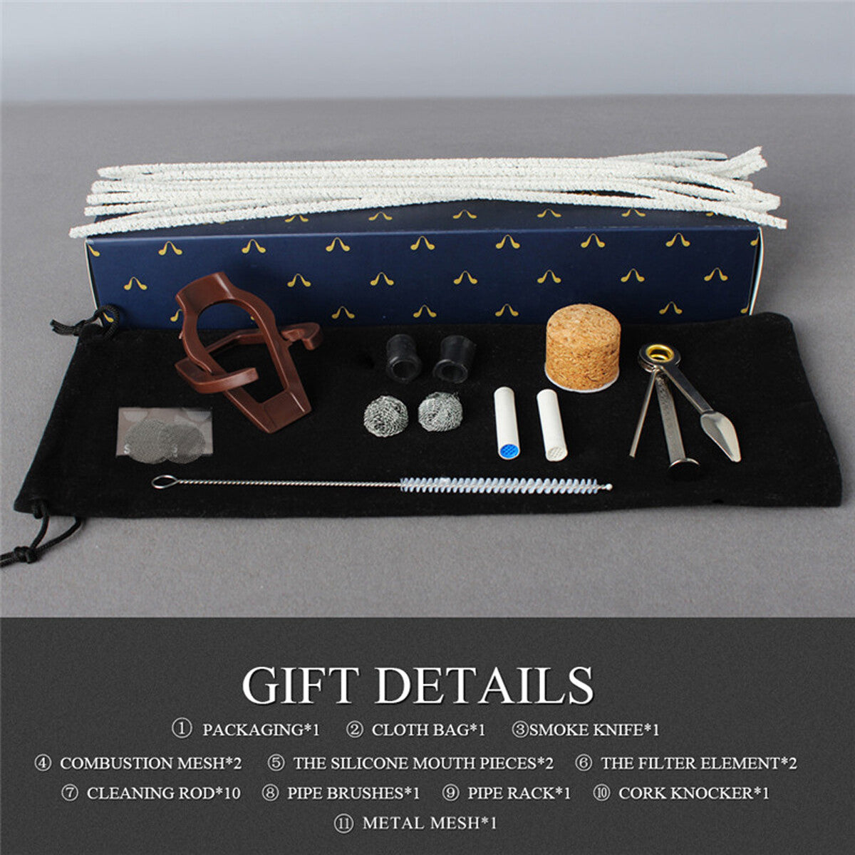 Rosewood Churchwarden Gandalf Pipe Long Stem Bent Tobacco Pipe W/ Accessories US