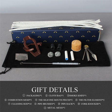 Rosewood Churchwarden Gandalf Pipe Long Stem Bent Tobacco Pipe W/ Accessories US