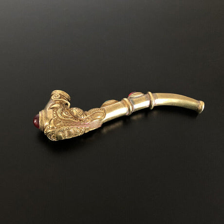 Handmade Carving Dragon Brass Metal Smoking Pipe Chamber Tobacco Herb Hitter