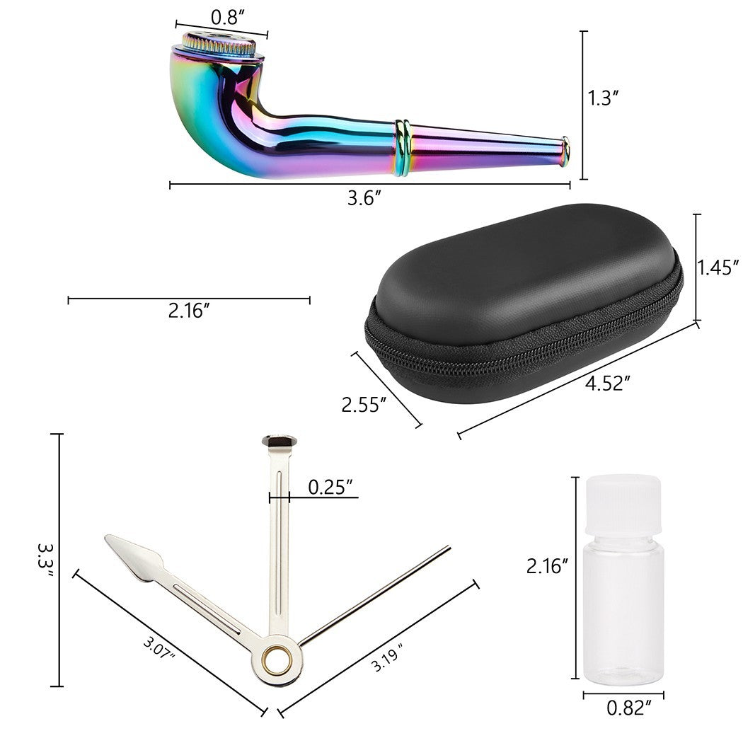 (Pack of 2) 3.5" Metal Detachment Tobacco Smoking Pipe with Cap & Box Hand Pipes