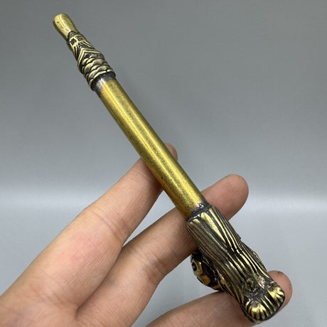 5.5" Collect Chinese Brass Animal Dragon Head Dry Tobacco Stick Tobacco Pipe