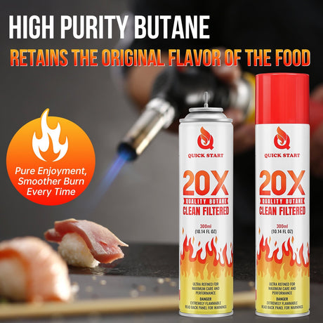 20X REFINED BUTANE LIGHTER & TORCH FUEL GAS REFILL – 10.14 FL OZ (12 PACK)